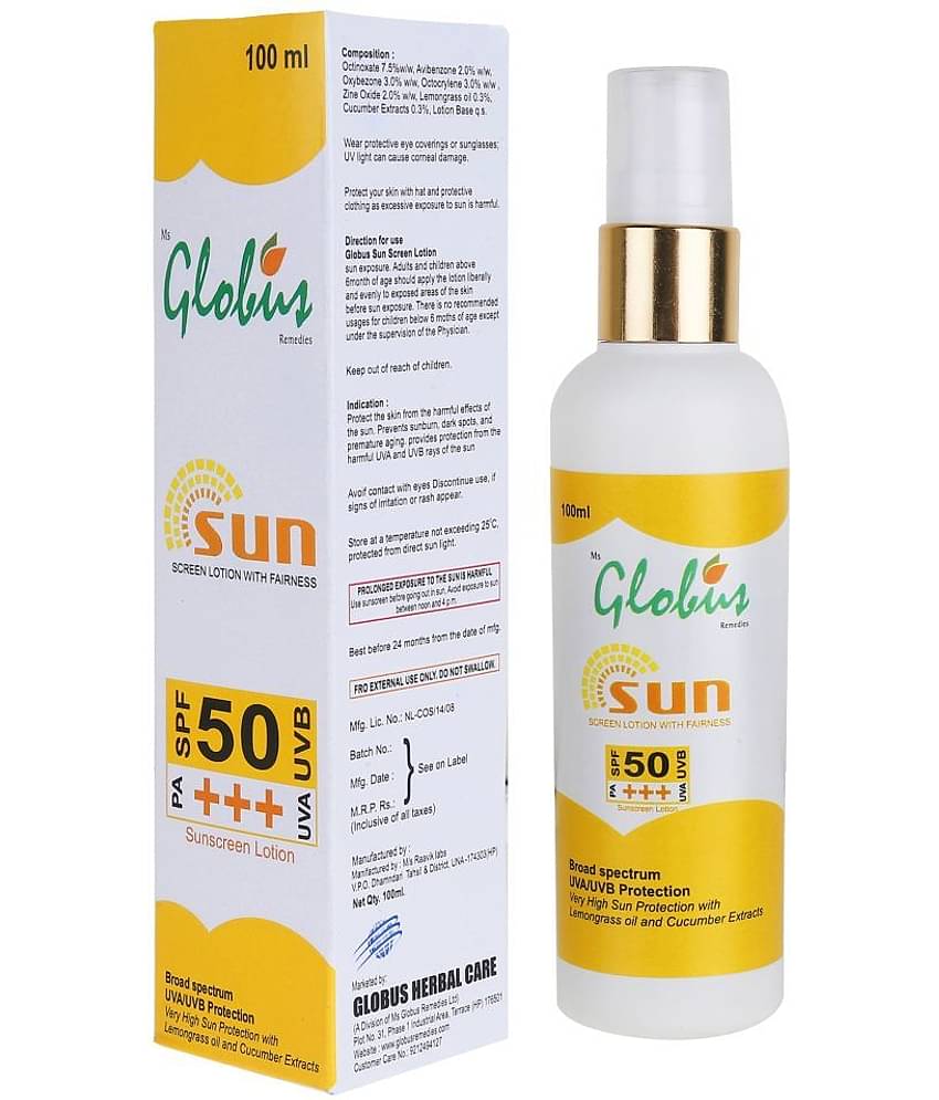globus remedies Sunscreen Lotion SPF 50 PA+++ 100 g