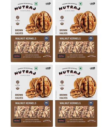 Nutraj Walnuts (Akhrot) Brown Halves 1 Kg (250g X 4) Pack of 4