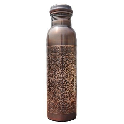 Copper Water Bottle – Handmade Pure Copper Drinking Bottle, Height : 11 Inch (BCMAS195 A)