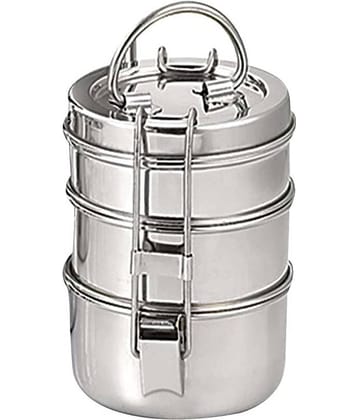 Neelam Clip Carrier 7x3 Steel Lunch Box 3 Container (Pack of 1)