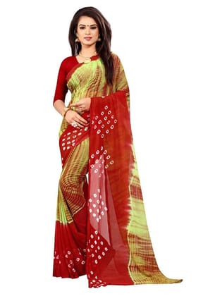 Generic Women's Chiffon Saree (Parrot Green, 5 - 6 Mtrs)