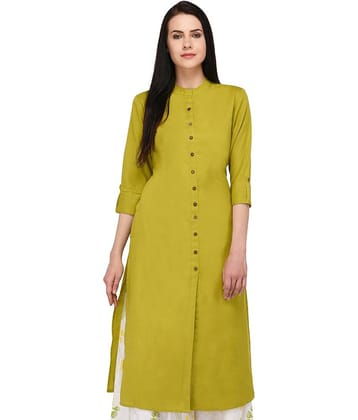 Pistaa - Green Cotton Women's Front Slit Kurti ( Pack of 1 )