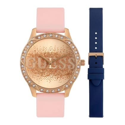 Guess Women 38.5 mm Rose Gold Dial Analog Watch- U1403L2M-Rose gold