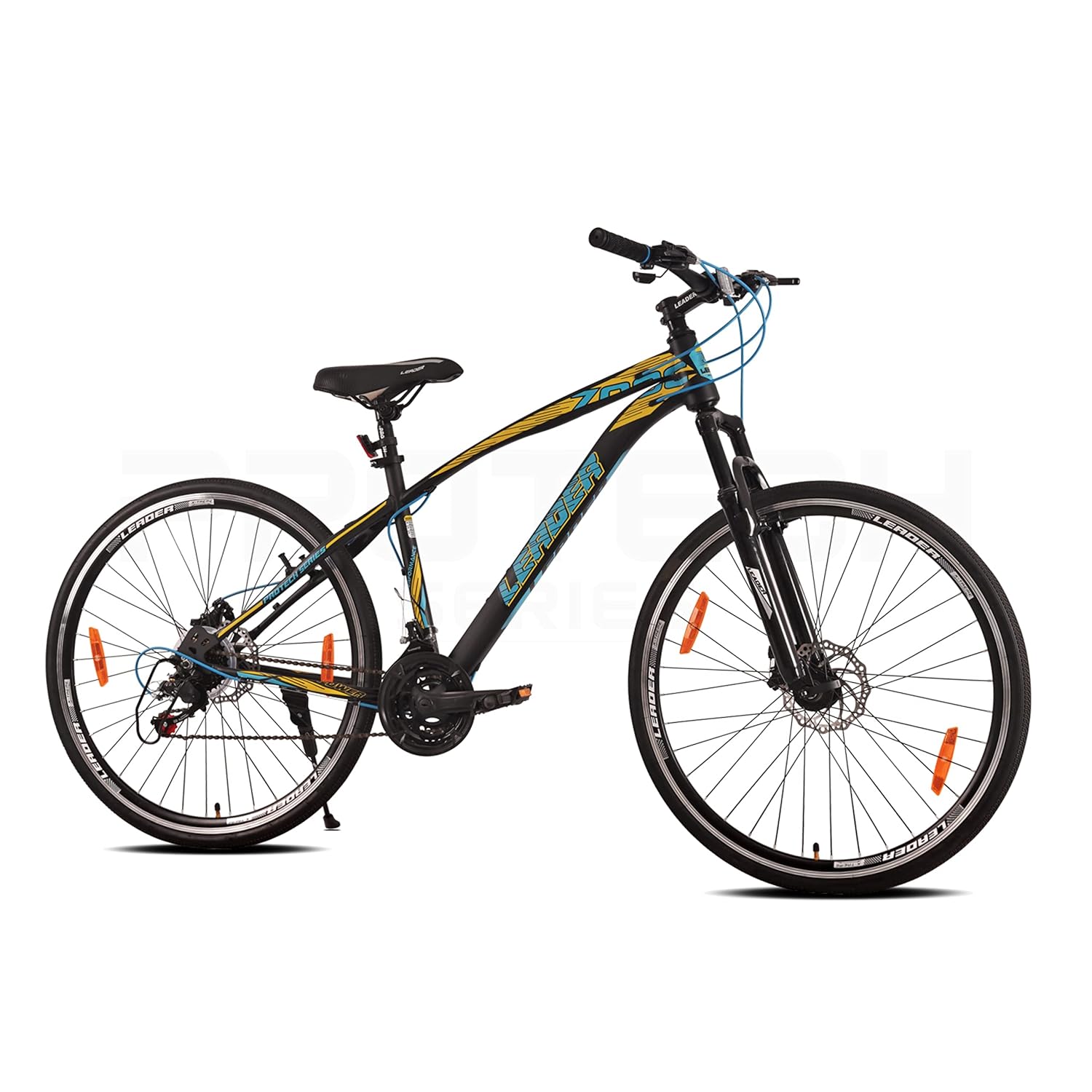 Leader 700C [21-Speed] Hybrid City Cycle With Dual Disc Brake And Front Suspension 700C T Hybrid Cycle/City Bike (21 Gear, Black)