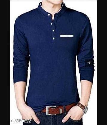 Alexender Cotton Regular Fit Solid 3/4th Sleeves Men's Mandarin Collar T-Shirt - Black ( Pack of 1 )