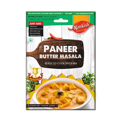 Nimkish Paneer Butter Masala Spice Mix - Authentic, Ready-to-Cook Indian Curry Blend, 40g, Complete Premix makes dish in 15 minutes