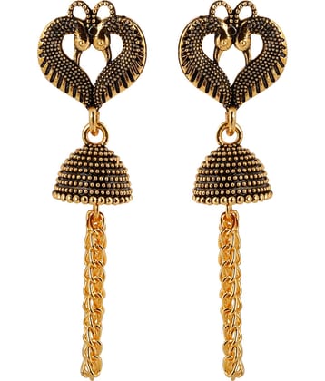 SILVER SHINE  Beautiful Peacock Heart Shape Tassel Dangler Earrings for Women