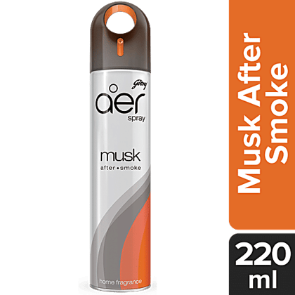 Godrej Aer Spray - Home & Office Air Freshener, Musk After Smoke, 220 ml