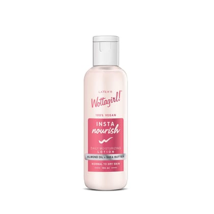 LAYER'R Wottagirl Insta Nourish Moisturizing Body Lotion with Almond oil and Shea Butter Non Greasy for All Skin Types (for Women - 100ml)
