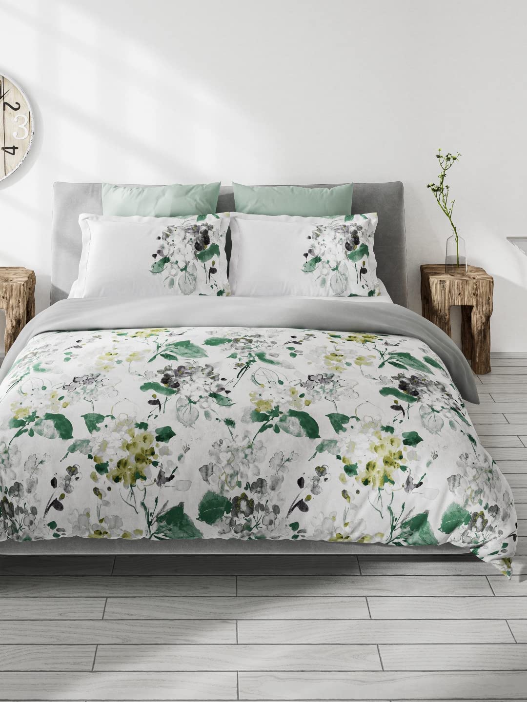 DDECOR - Elemental Collection 100% Cotton Floral Pattern 144TC King Bedsheet |229 CM X 274 CM| with 2 Pillow Covers - Multi