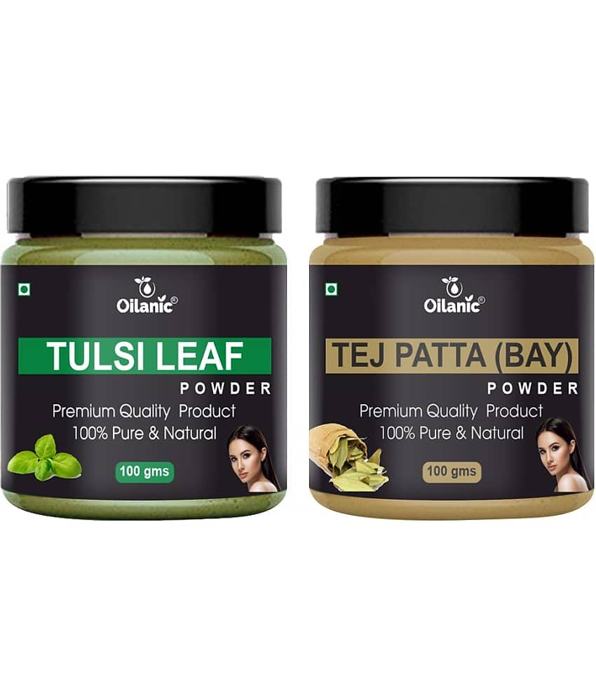 Oilanic 100% Pure Tulsi Powder & Tej Patta Powder-Skincare Hair Mask 200 g Pack of 2