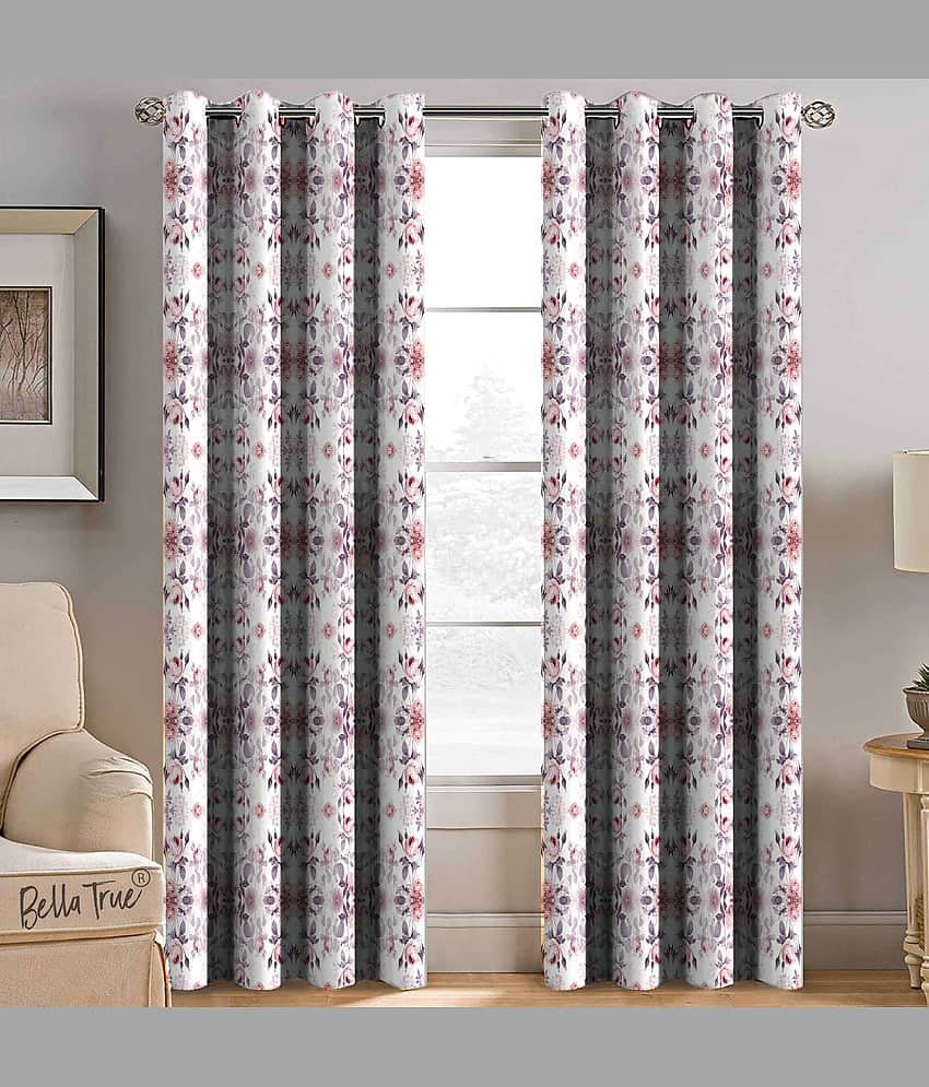 BELLA TRUE  Set of 2 Window SemiTransparent Eyelet Polyester Multi Color Curtains ( 152 x 113 cm )