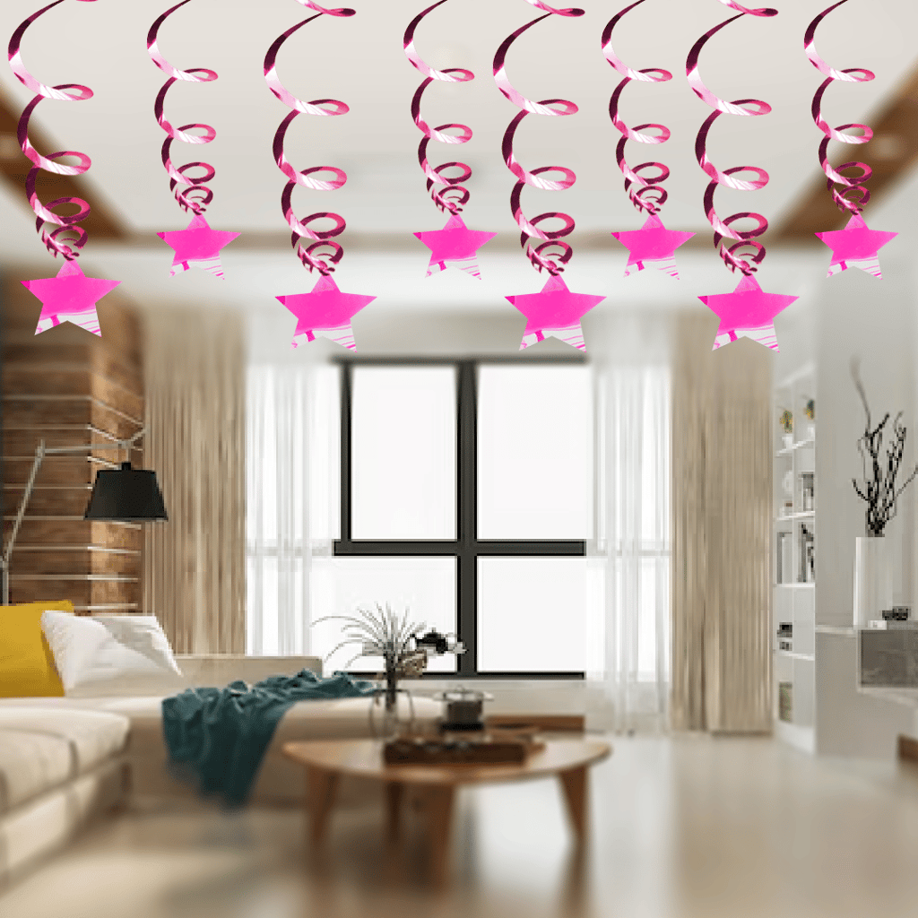 Hot Pink Star Swirl Decoration - 15CT - Party and Festive Needs | Buy online on ZillyBuy