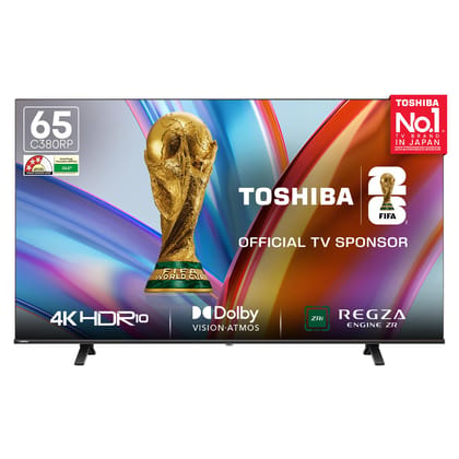 Toshiba 164 cm (65 Inches) 4K Ultra HD Smart LED TV | Dolby Vision Atmos & HDR10+ | Game Mode Plus | AI 4K Upscaling | REGZA Engine ZR | Voice Control | VIDAA OS | 65C380RP (Black) Toshiba 164 cm (65 Inches) 4K Ultra HD Smart LED TV | Dolby Vision Atmos Toshiba 164 cm (65 Inches) 4K Ultra HD Smart LED TV | Dolby Vision Atmos & HDR10+ | Game Mode Plus | AI 4K Upscaling | REGZA Engine ZR | Voice Control | VIDAA OS | 65C380RP (Black) Toshiba 164 cm (65 Inches) 4K Ultra HD Smart LED TV | Dolby Vision Atmos