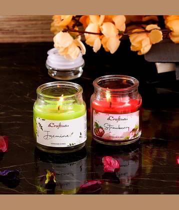 eCraftIndia Strawberry and Jasmine Votive Jar Candle Scented - Pack of 2