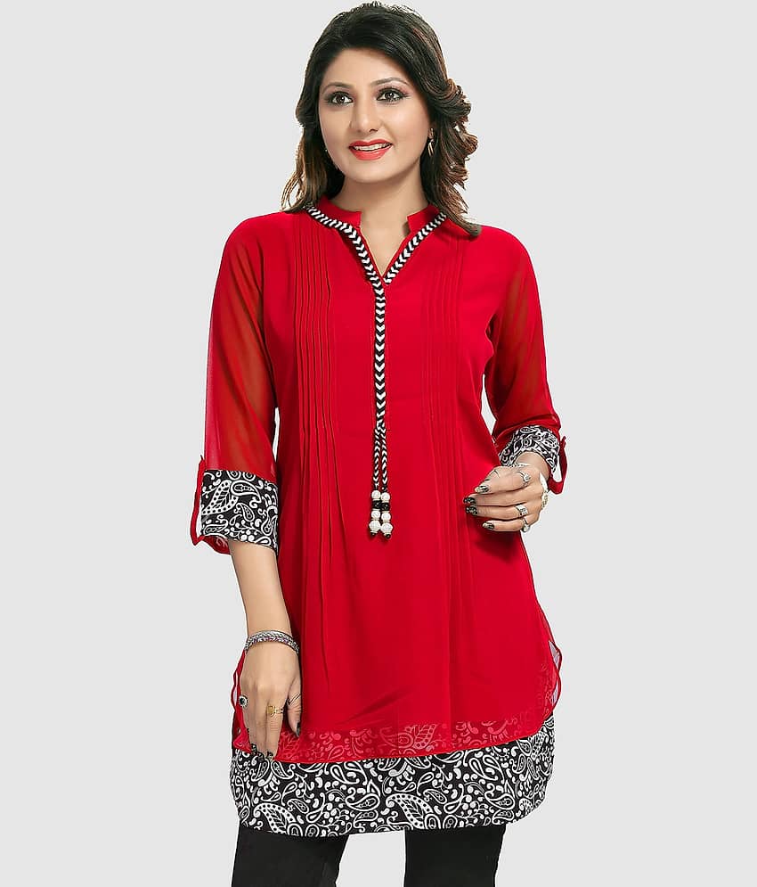 Meher Impex Women's Georgette Tunic ( Yellow )