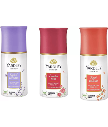 Yardley London English Lavender,Royal Bouquet , London Rose Deodorant Roll-on - For Men & Women  (50 ml each, Pack of 3).