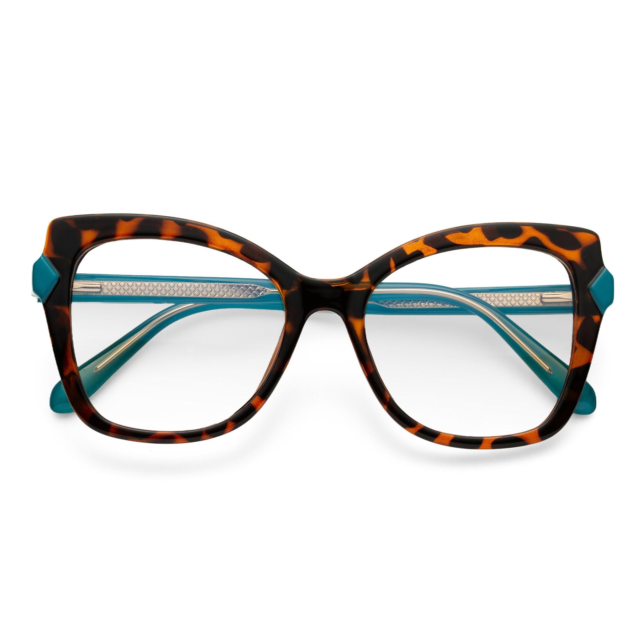 PERKEY Full Rim Cat Eye-Oversized Transparent Computer Blue Cut Spectacles Frames Women - OPTL005-C2-Medium / Clear / Brown