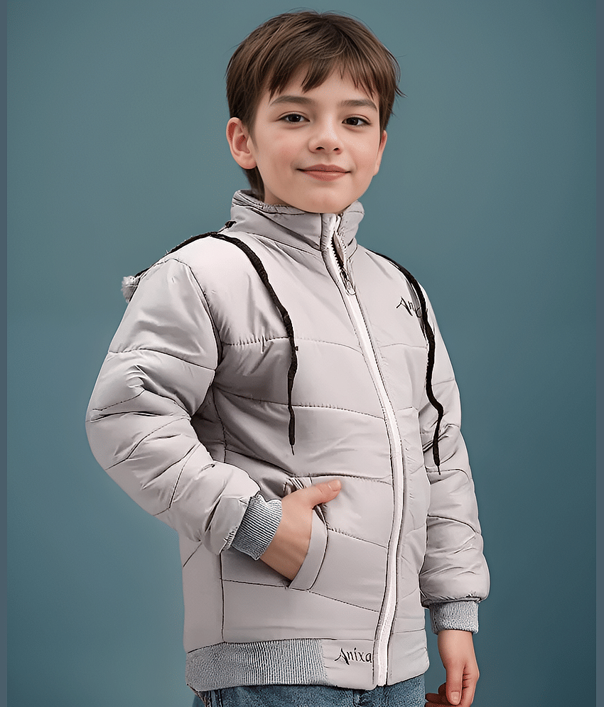 PLUS PARADISE Boys Polyester Quilted & Bomber Jacket ( Grey , Pack of 1 )