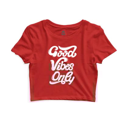 Good Vibe's Only  - Sukhiaatma Unisex Graphic Printed Red Crop Top-L-38