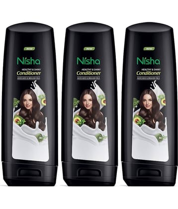 Nisha Hair Conditioner, Healthy & Shiny Conditioner with Avocado & Brahmi Oils for Strong Hair 80ml Pack of 3 (Bottle)