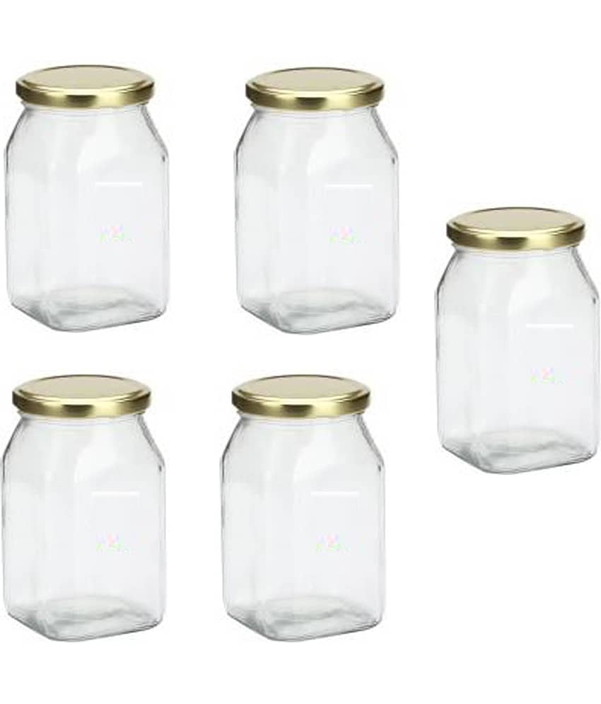 Somil Glass Container Glass Transparent Utility Container ( Set of 5 )