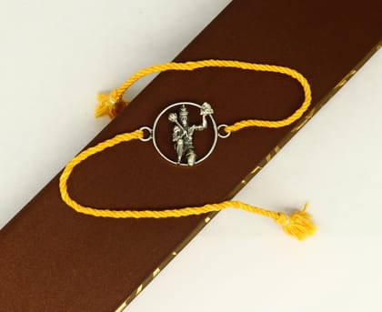 925 sterling silver custom design god hanuman design Rakhi bracelet with stunning yellow thread Best sibling rakhi for Festival Rakshabandhan rk162