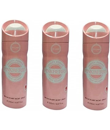 St. Louis PinkBerry Deodorant Body Spray Deodorant Spray - For Men & Women.200 ml each.pack of 3.