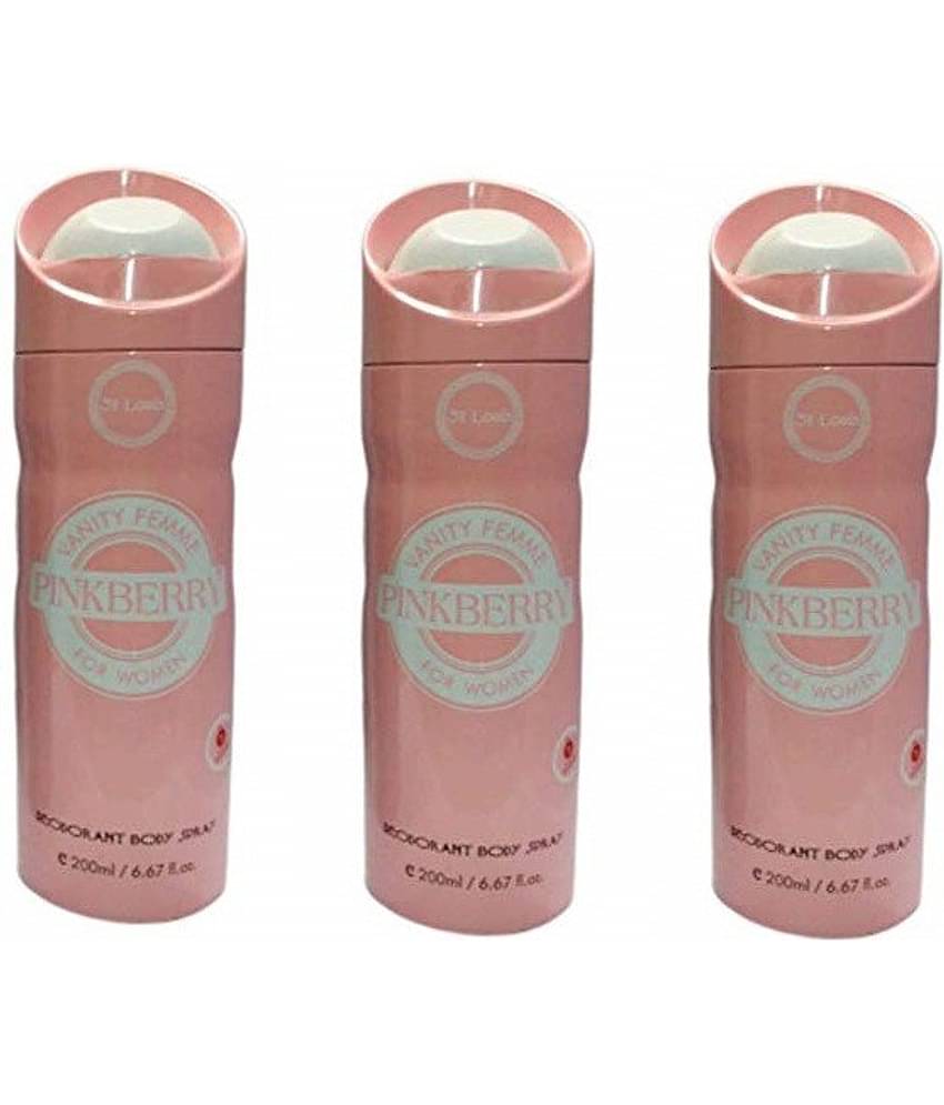 St. Louis PinkBerry Deodorant Body Spray Deodorant Spray - For Men & Women.200 ml each.pack of 3.