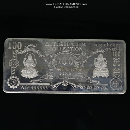 pure  92.5 Purity | Silver Note | Silver bar, 100g | Silver Bar Pure for diwali.