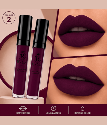 RYUK Wine Matte Smudge Free Liquid Lipstick ( Pack of 2 )