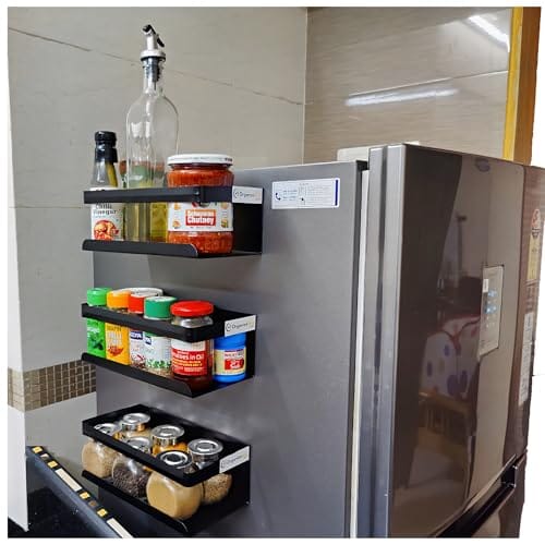 Magnetic Fridge Side Storage Rack, Spice Rack for Refrigerator Shelf