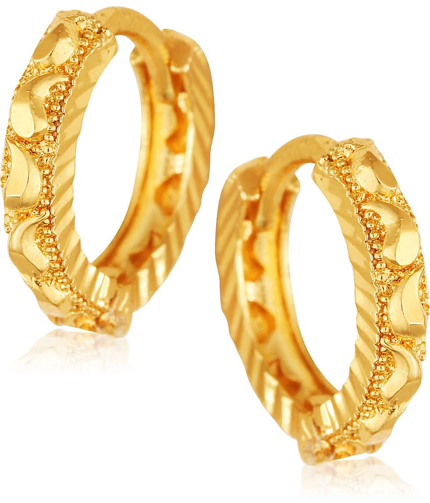 Vighnaharta Filigree work Gold Plated alloy Hoop Earring Clip on fancy drop Bali Earring for Women and Girls  [VFJ1581ERG]