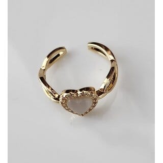 Trendy Gold - Plated Stainless Steel Heart Finger Ring Trendy Gold - Plated Stainless Steel Heart Finger Ring
