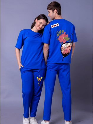 Floral Butterfly Couple Co-Ord Set With Joggers (Pack of 2)