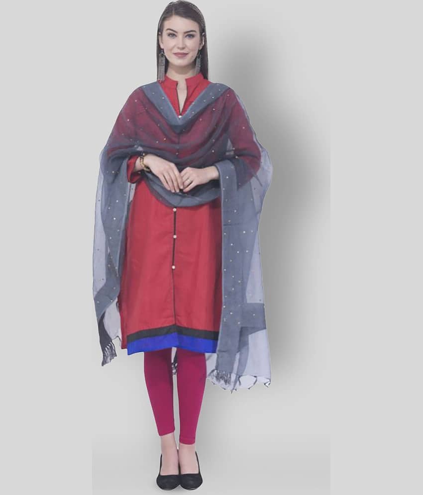 A R Silk Grey Cotton Blend Dupatta