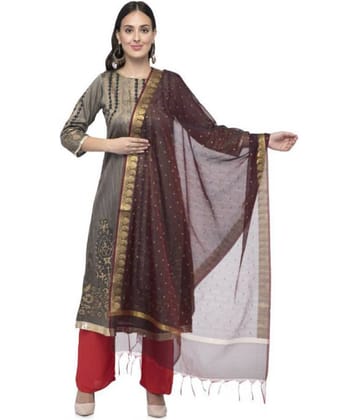 A R Silk Maroon Chanderi Zari Work Dupatta