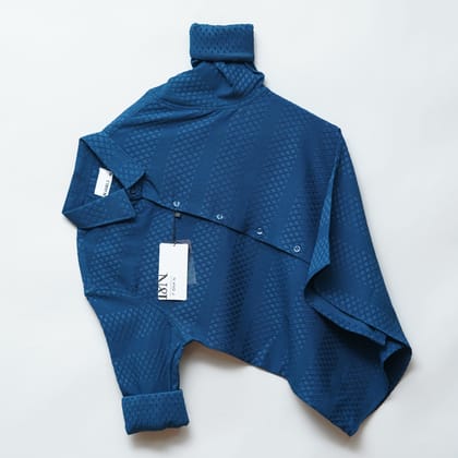 Peacock Textured Shirt for Men | Diamond Weave Design | Breathable Polycotton-M
