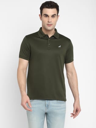 Polo Collar T-Shirt for Men - Dark Olive-S / Dark Olive