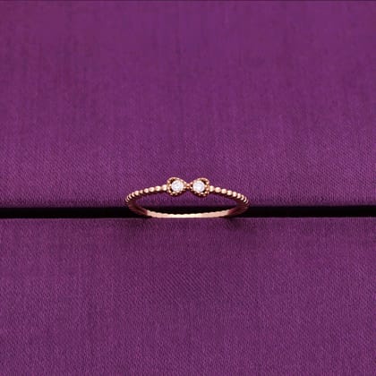 Minimalistic Zircon Diamonds Bow Silver Ring-White Stone / Rose Gold / US 5 (15.6 mm Diameter)