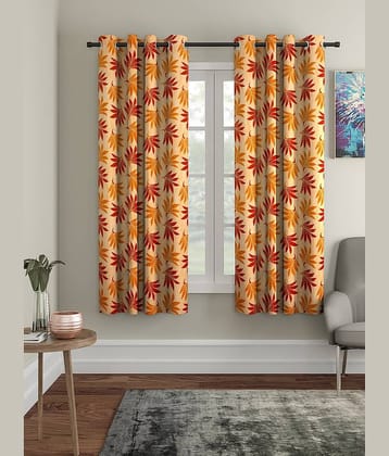 Cortina - Nature Printed Room Darkening Eyelet Curtain-5 Ft-pack of 2