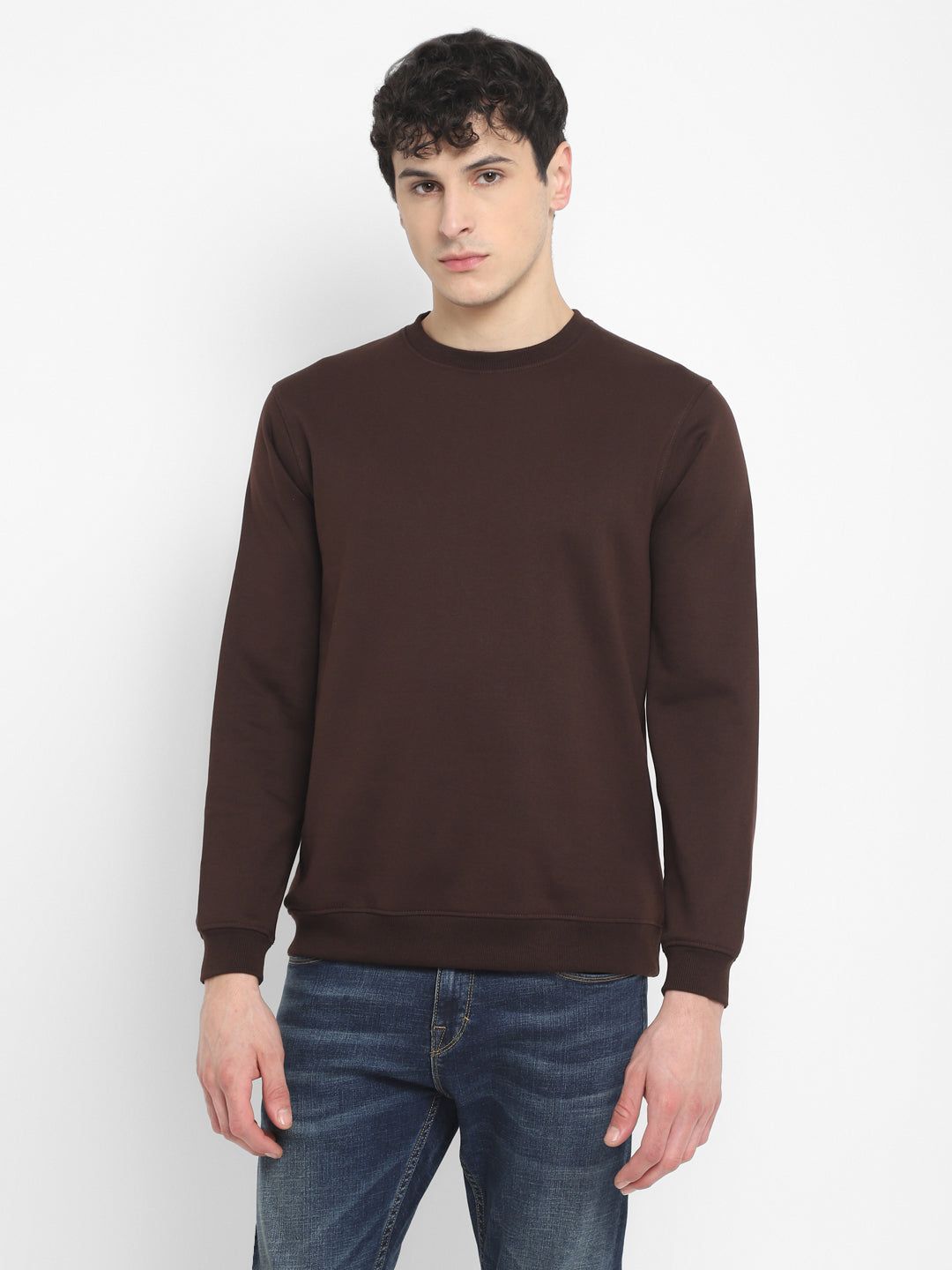 Round Neck Sweatshirt For Men - Chocolate Plum-M / Chocolate Plum