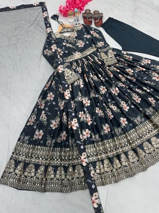 Party Wear Look Gown With Bottom & Dupatta Set