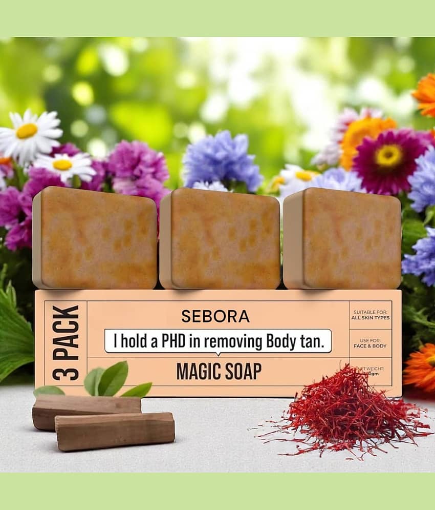 Sebora Skin Whitening Saffron & Sandalwood Magic Ghar Soap Bar for All Skin Type ( Pack of 3 )