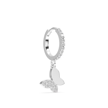 Butterfly charm hoop - Pair-Rhodium