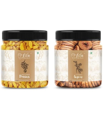 Lila Dry Fruits Figs (100gm) & Golden Raisins(100gm) Combo | Anjeer Kishmish Combo