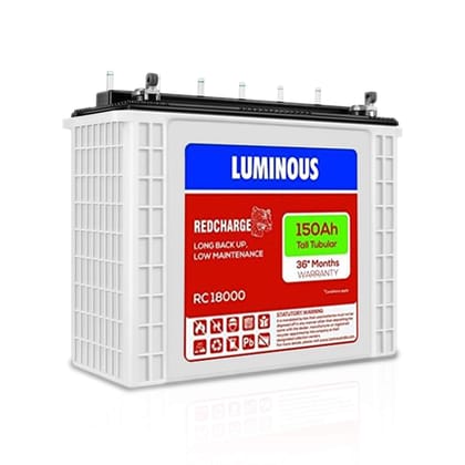 Luminous Red Charge RC 18000 150 Ah, Recyclable Tall Tubular Inverter Battery for Home, Office & Shops (Blue & White)