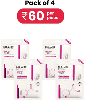 DR.RASHEL White Skin Sheet Mask for Deep Hydration Suits All Skin Types 20 gm each ( Pack of 4)