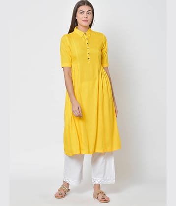 Pistaa - Yellow Viscose Women's Flared Kurti ( Pack of 1 )
