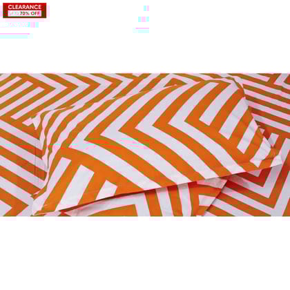 Pair of Pillow cover- Orange Stripes Bordered.-17 x 27 inches Pillow Cover